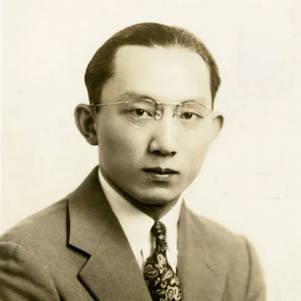 A sepia toned headshot photo of Ikeda