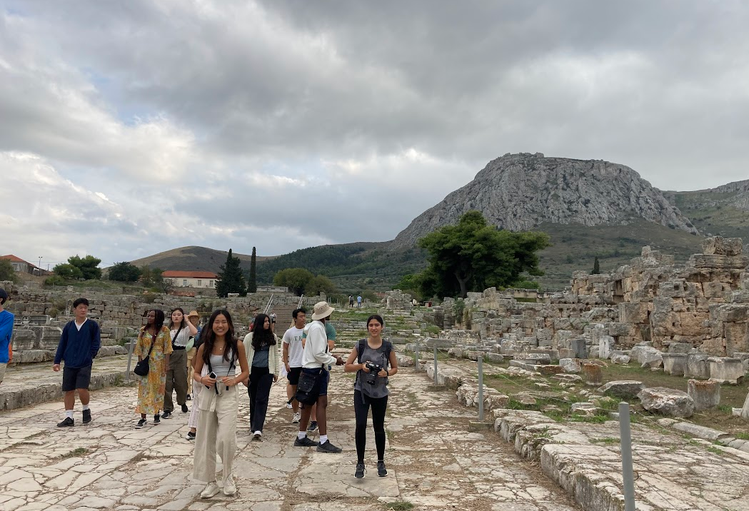 Students explore a ruins at Epidaurius.