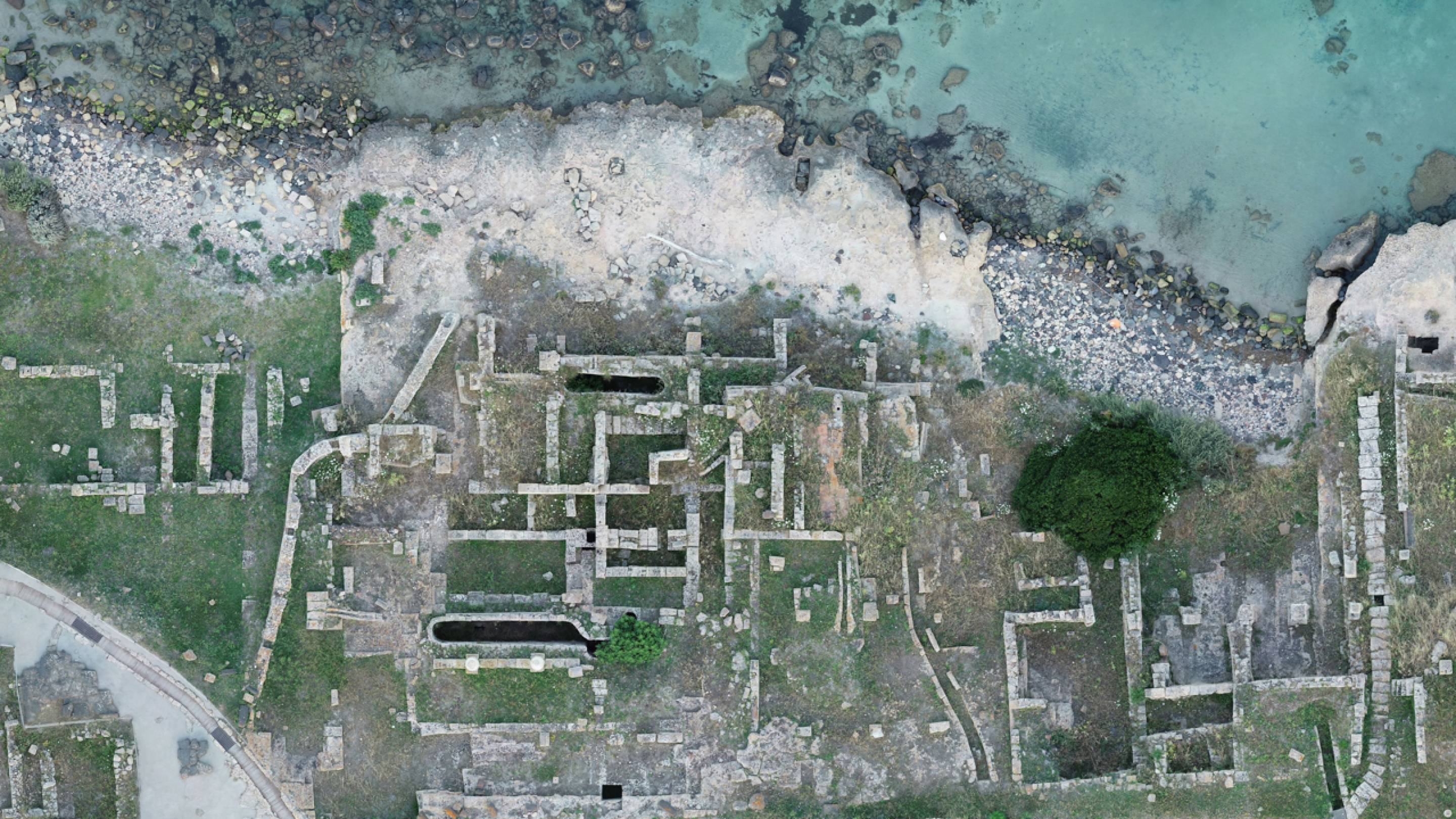 This orthomosaic was made using photogrammetry captured by drone of the archaeological site of Tharros, Sardinia.