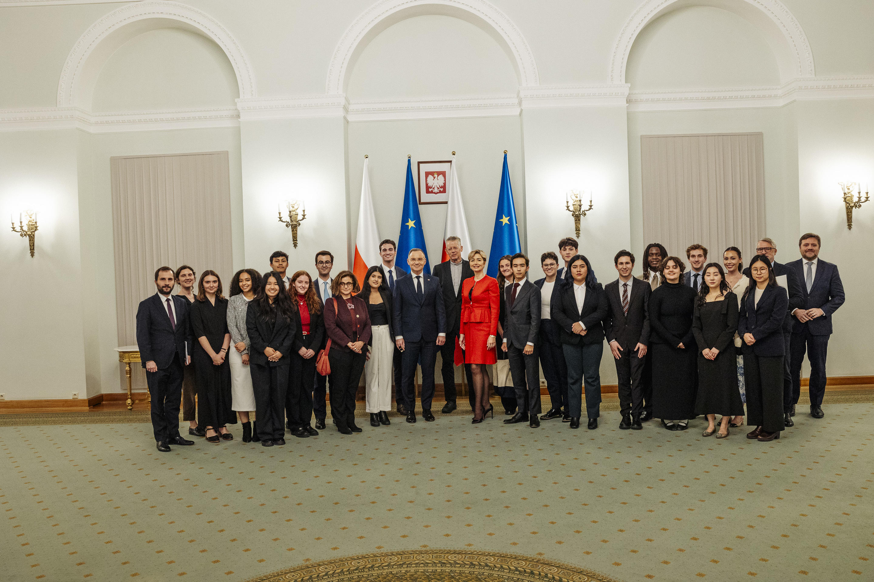 group photo of LISD international policy associates and Polish policymakers