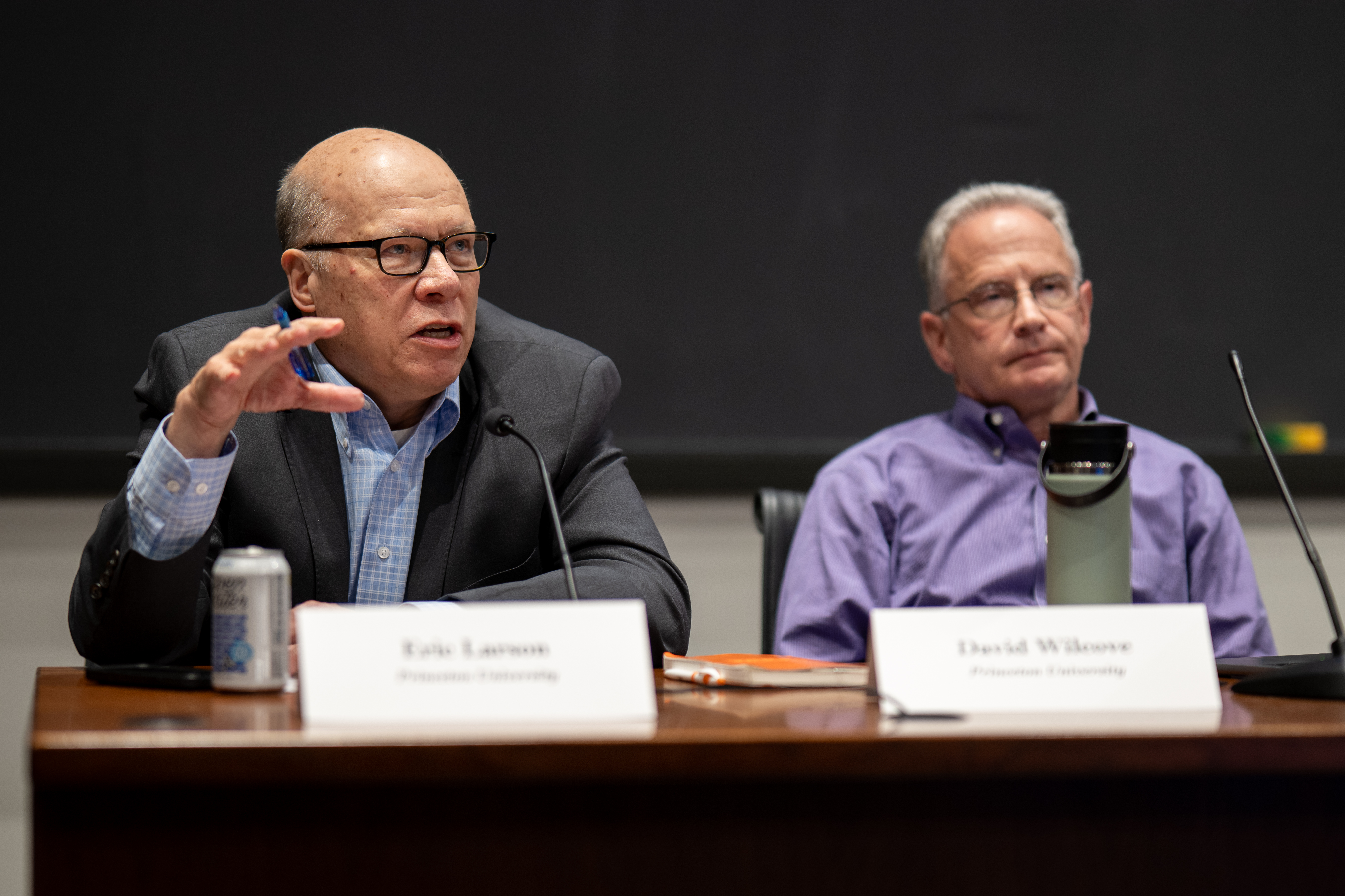 Eric Larson, senior research engineer in the Andlinger Center for Energy and the Environment, left, and David Wilcove, professor of Ecology and Evolutionary Biology and Public Affairs.