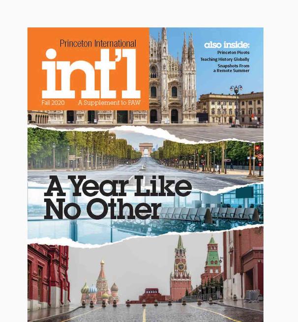 Princeton Intl Magazine cover from 2020 showing deserted cities and tourist attractions in the aftermath of COVID-19