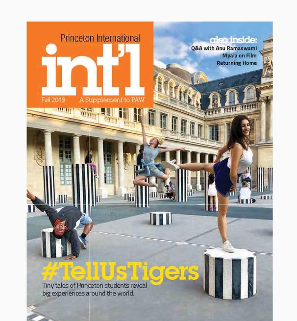 Princeton Intl magazine cover for 2019 with students dancing in an Italian city square