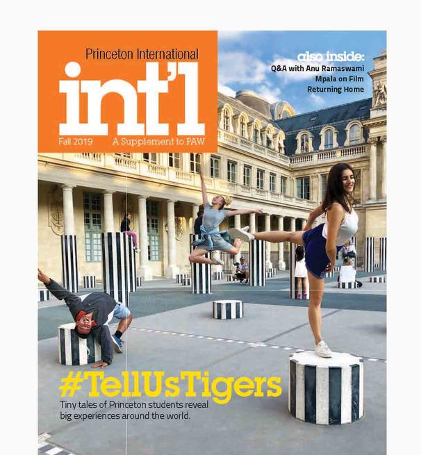 Princeton Intl magazine cover for 2019 with students dancing in an Italian city square