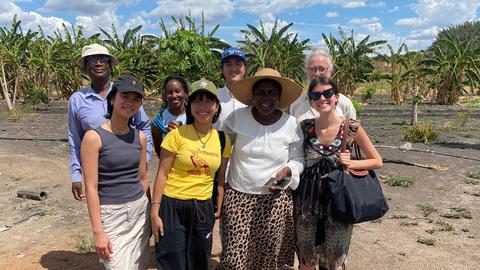 A group of students from Princeton and two African farmers in Botswana