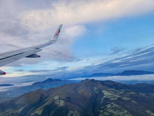 A picture of a plane traveling in the sky.