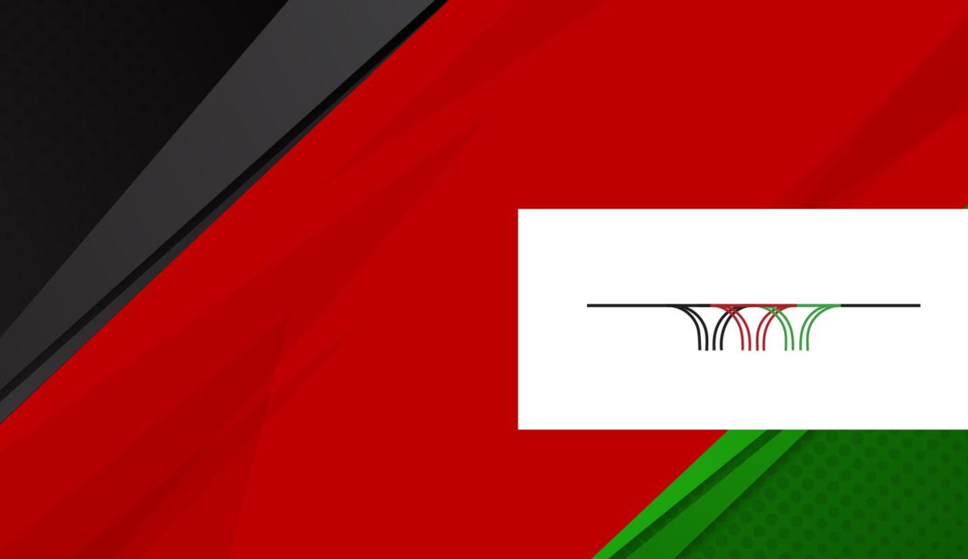 The new AFL logo, which resembles the SPIA building architecture, against an Afghan flag.
