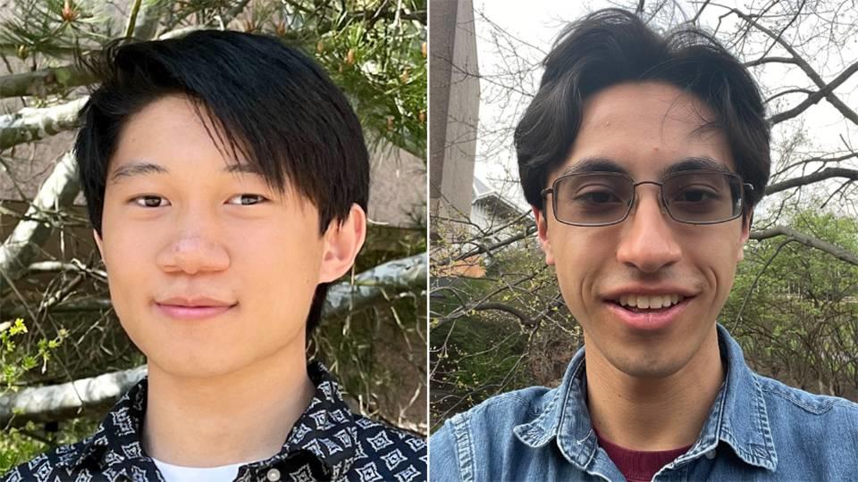 Daniel Hu and Oliver Thakar photos for Goldwater Scholarships