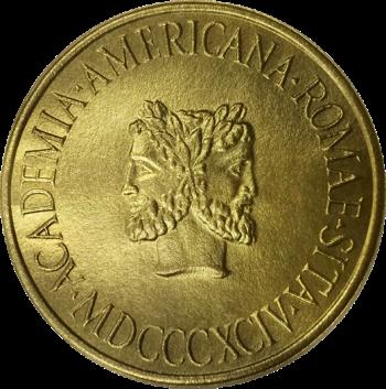 The Rome Prize: A gold coin with the double head of Janis surrounded by latin words