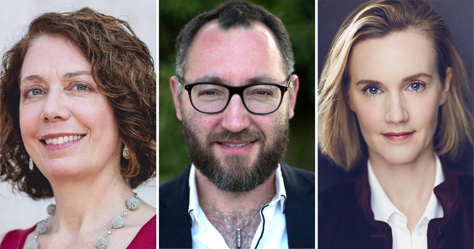 three headshots of Tali Mendelberg, Yuri Leving, and Bridget Alsdorf