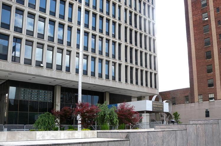 An exterior shot of the Rodino Building in Newark NJ