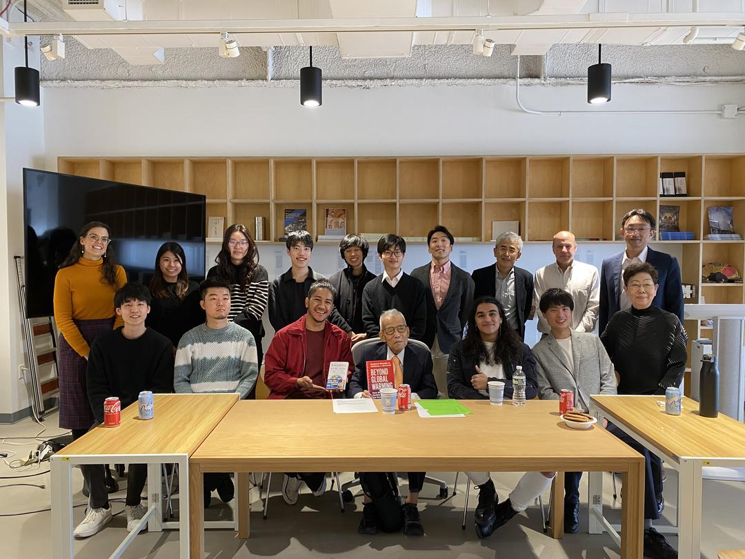 Syukuro Manabe (center), senior meteorologist in atmospheric and oceanic sciences at Princeton and the Geophysical Fluid Dynamics Laboratory and winner of the 2021 Nobel Prize in physics, set the tone for the week in his opening remarks on March 13.