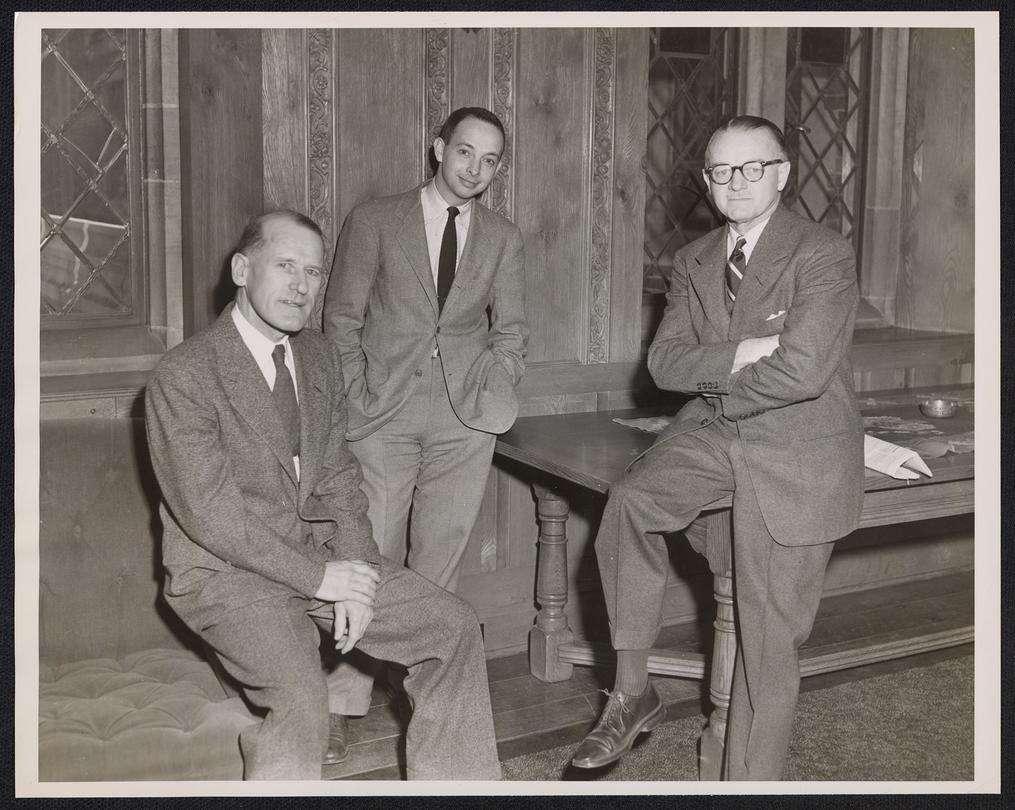 From left, Percy E. Corbett, William W. Kaufmann and Frederick S. Dunn of the Woodrow Wilson School of Public and International Affairs (now SPIA) in 1951.
