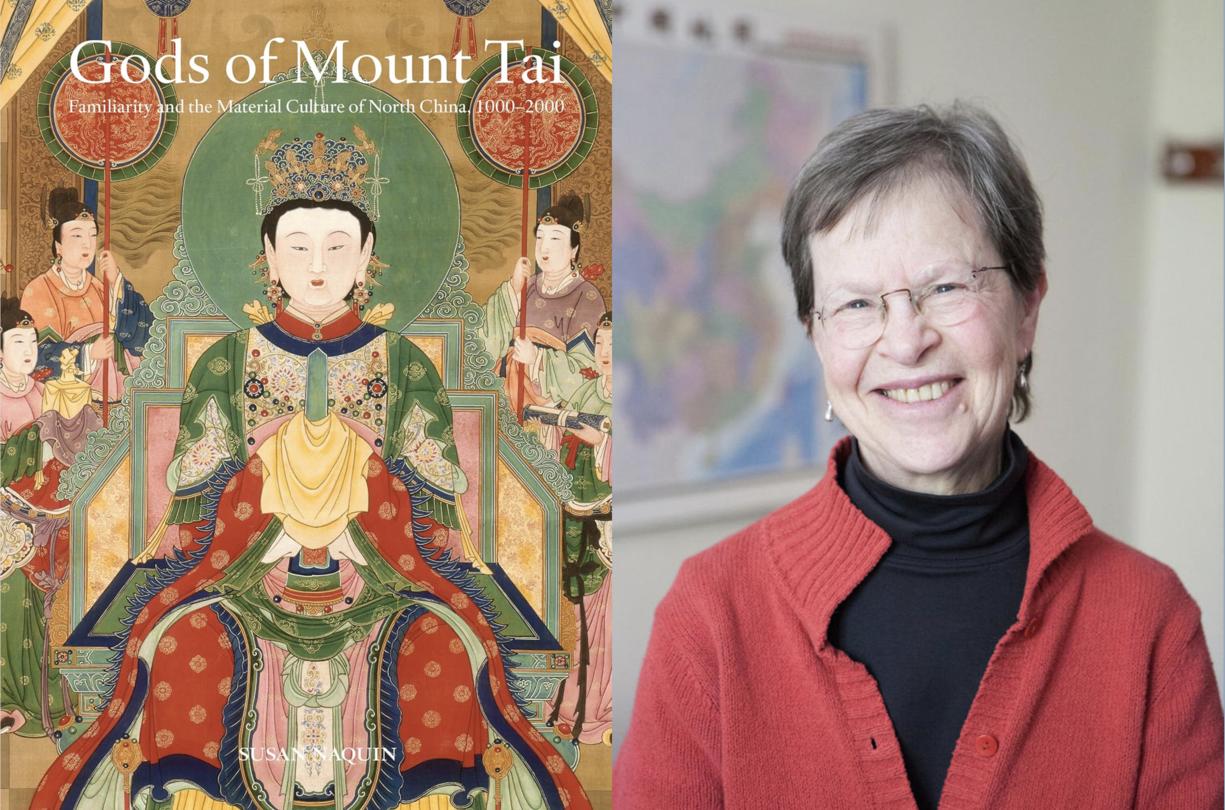 A photo of Susan Naquin and her award winning book "Gods of Mount Tai"