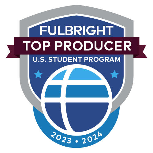 Fulbright top producer U.S. student program 2023-2024 badge.