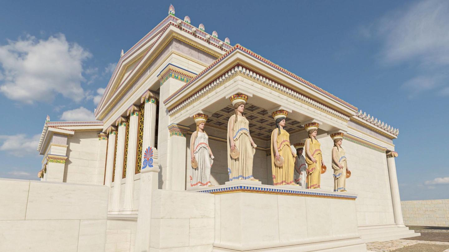 his digital reconstruction of the Erechtheion (Temple of Athena Polias) is part of the virtual reality tour “Athens Reborn: Acropolis,” which Princeton professor Samuel Holzman helped develop.