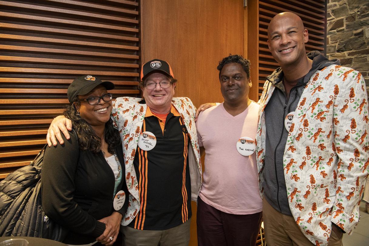 (l. to r.) Courtney Kassel ‘95, Scott Kassel ’95, Ran Sarkar ‘95, and Andre Byfield ’95 (l. to r.) Courtney Kassel ‘95, Scott Kassel ’95, Ran Sarkar ‘95, and Andre Byfield ’95
