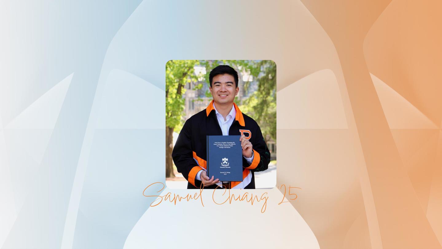 Image of a man holding a thesis.