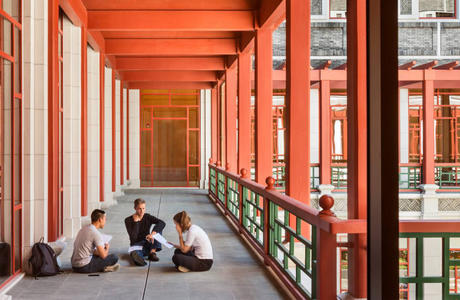 A group of students on the campus of Schwarzman College