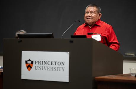 Justino Sarmento Rezende, an Indigenous scholar from the Utãpinopona-Tuyuka people, addresses the gathering. Photo by Sameer Khan/Fotobuddy.