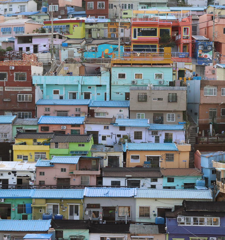 homes stacked above and below each other favela style