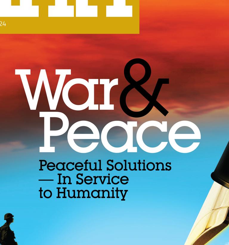 princeton int'l magazine with cover text War & Peace: Peaceful Solutions in Service to Humanity